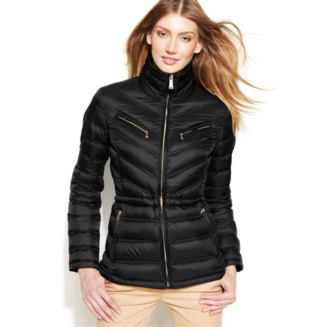 michael kors black puffer jacket women's|michael kors packable jacket women.